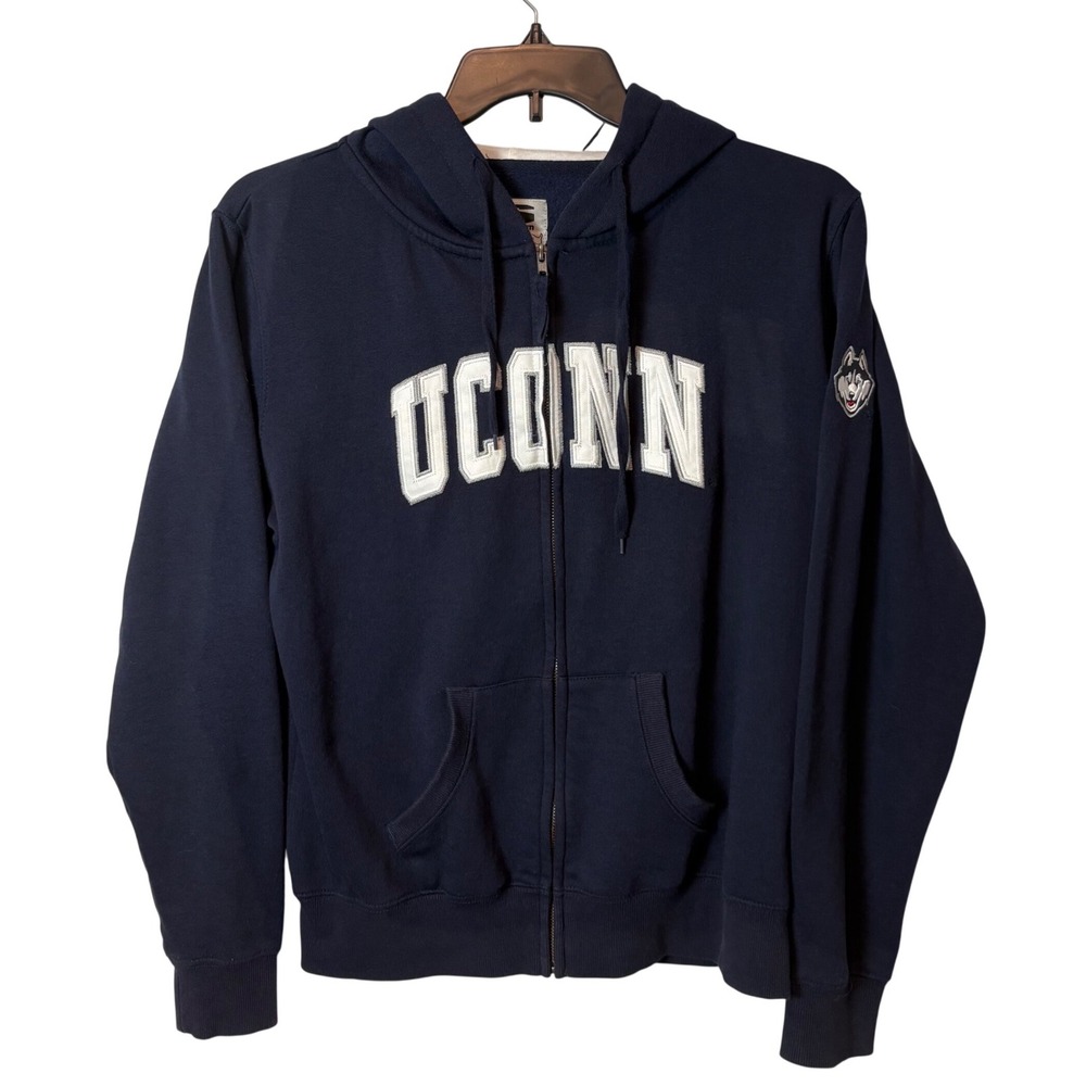 Stadium Athletics UConn Huskies Navy Blue Full Zip Hoodie Sweatshirt Large